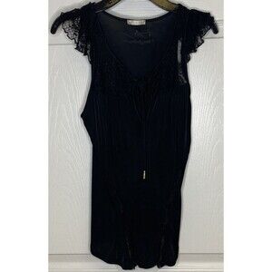 VTG International Swingers Spa BYBLOS BLU ITALY Black Lace Keyhole Top US Size 8